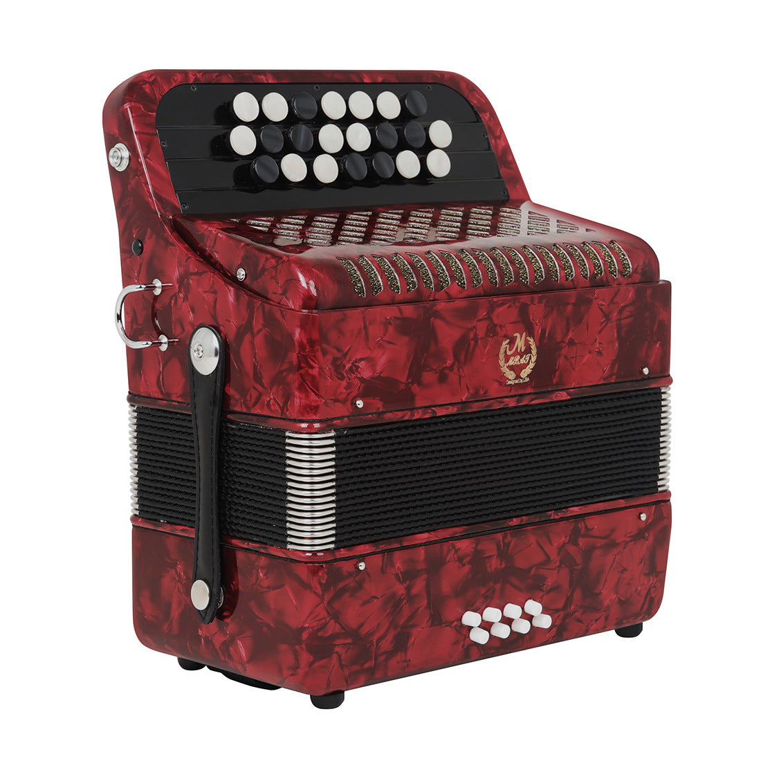Meibette Portable Accordion – 22 Keys, 8 Basses, Tuning Buttons, For Beginners and Performance