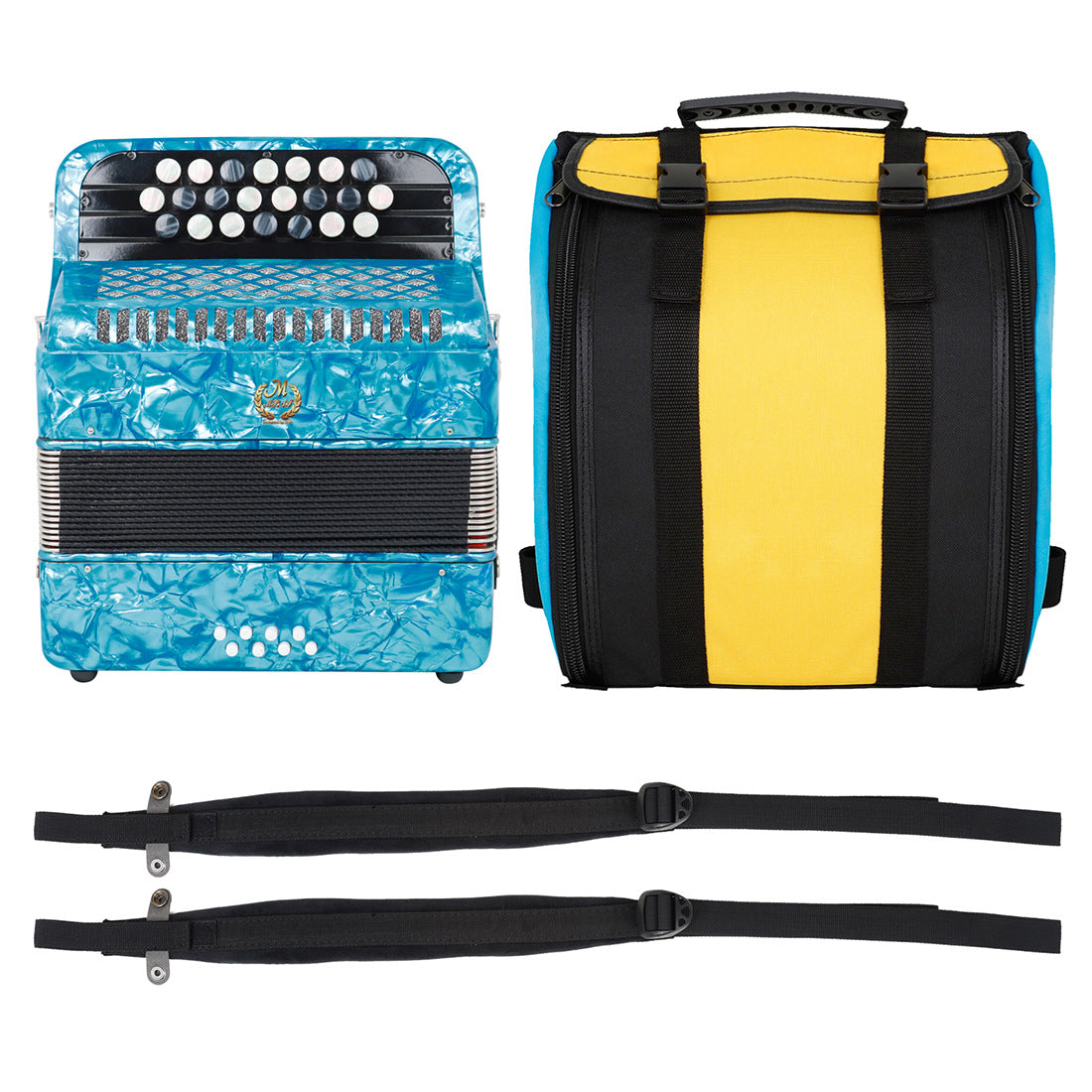 Meibette Portable Accordion – 22 Keys, 8 Basses, Tuning Buttons, For Beginners and Performance