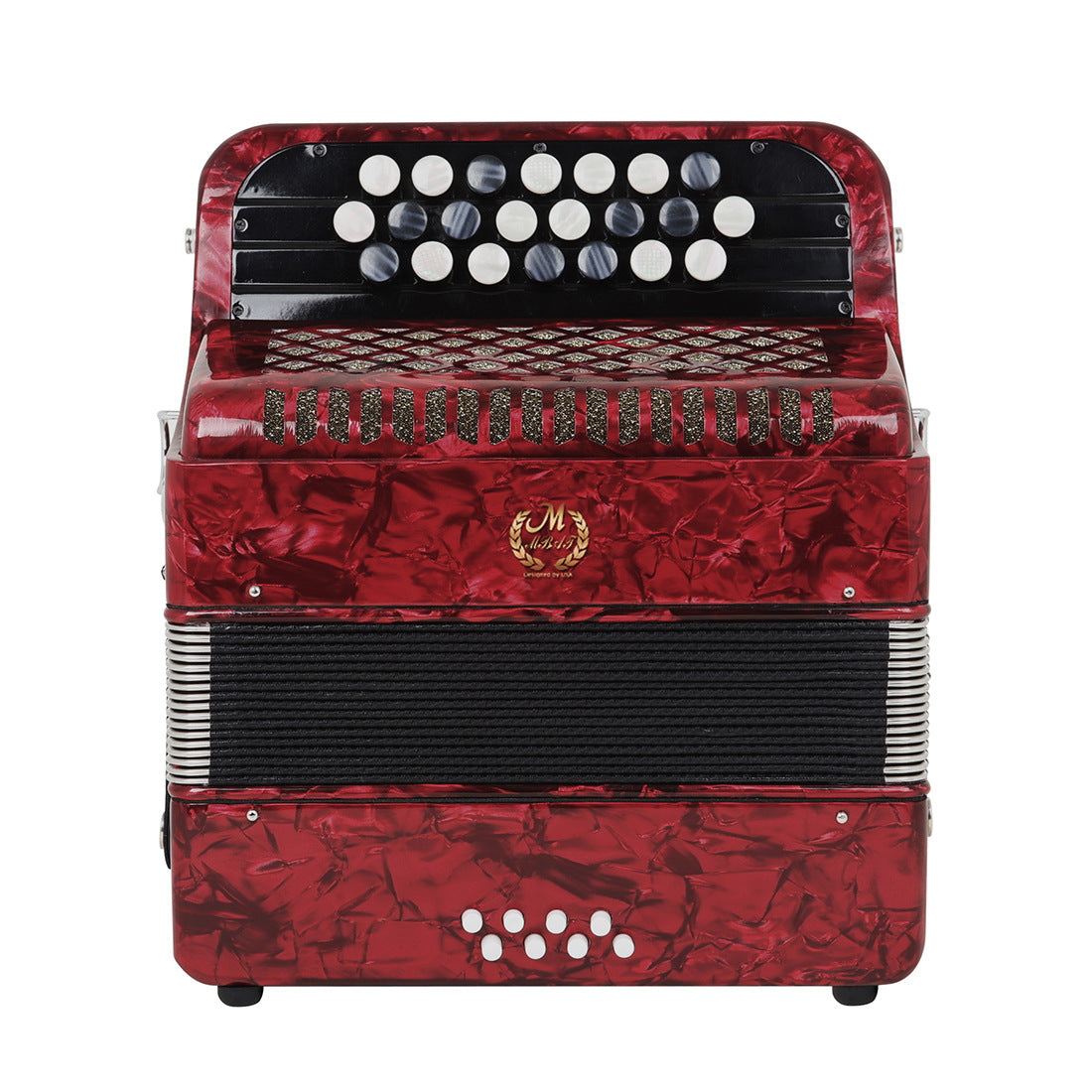 Meibette Portable Accordion – 22 Keys, 8 Basses, Tuning Buttons, For Beginners and Performance