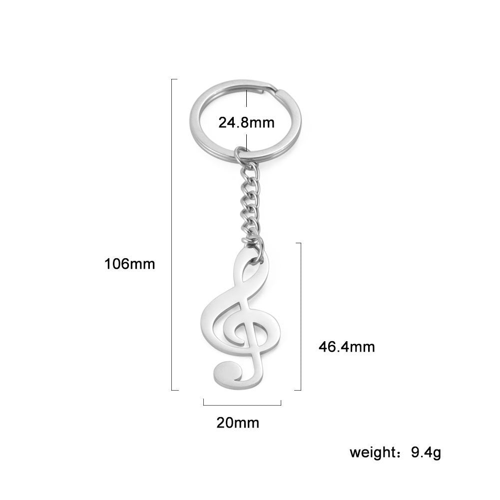 Stainless Steel Keychain with Treble Clef Pendant