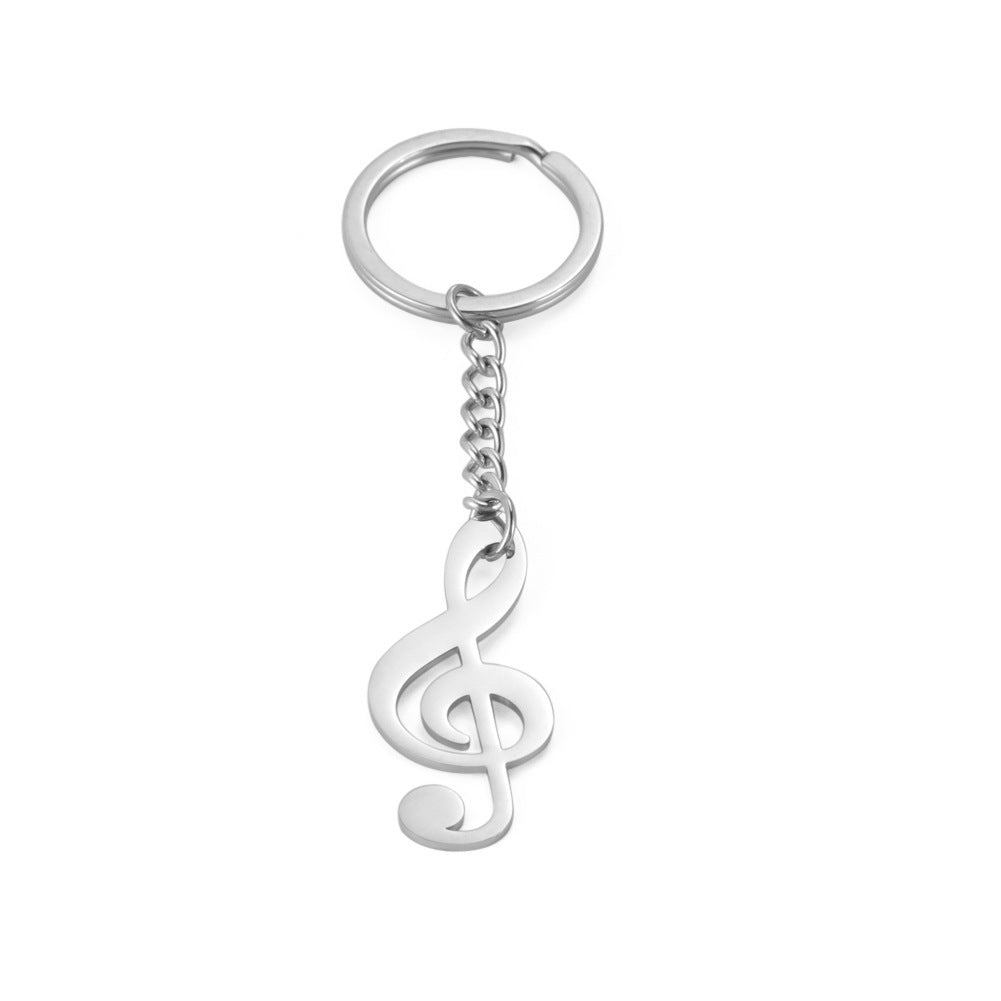 Stainless Steel Keychain with Treble Clef Pendant