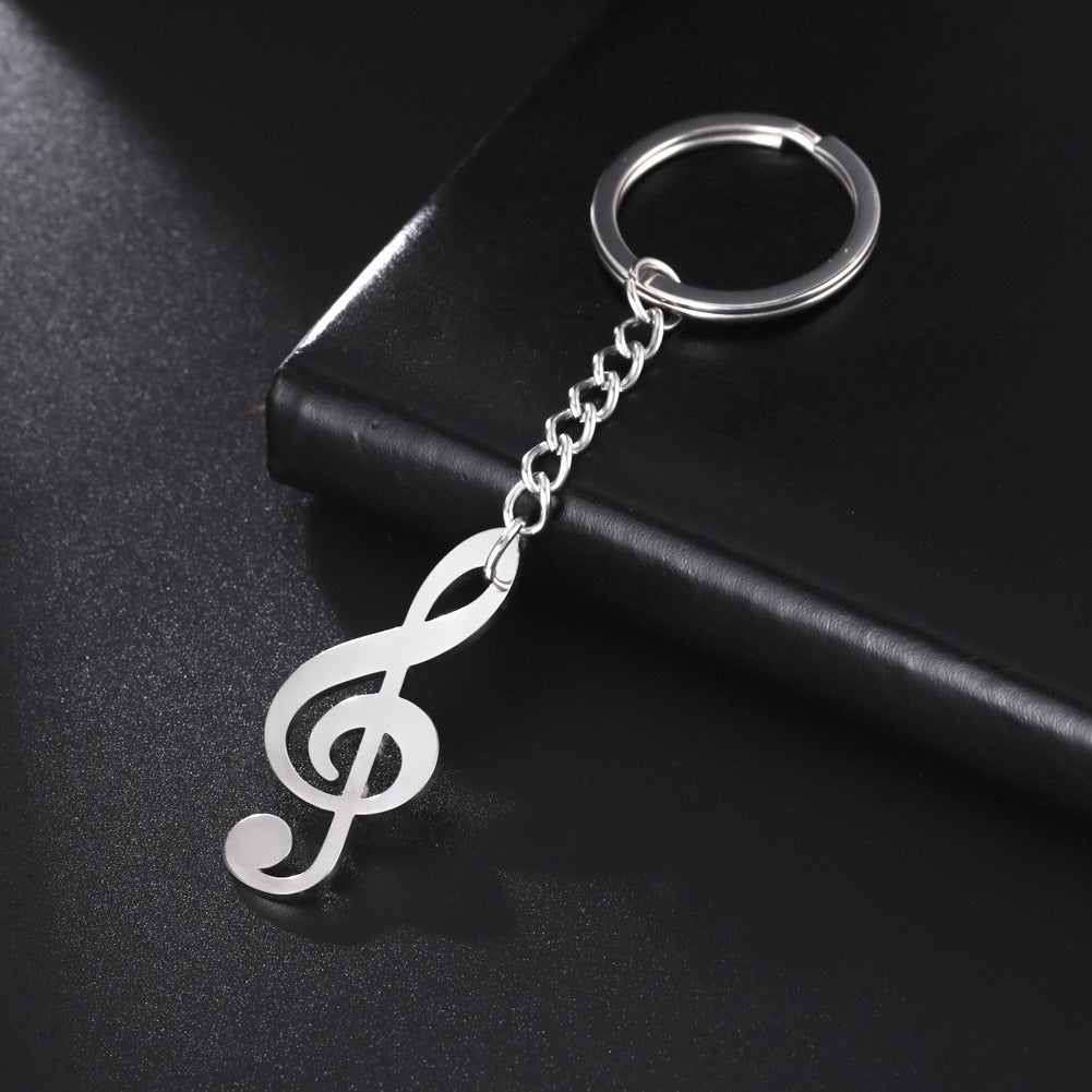 Stainless Steel Keychain with Treble Clef Pendant