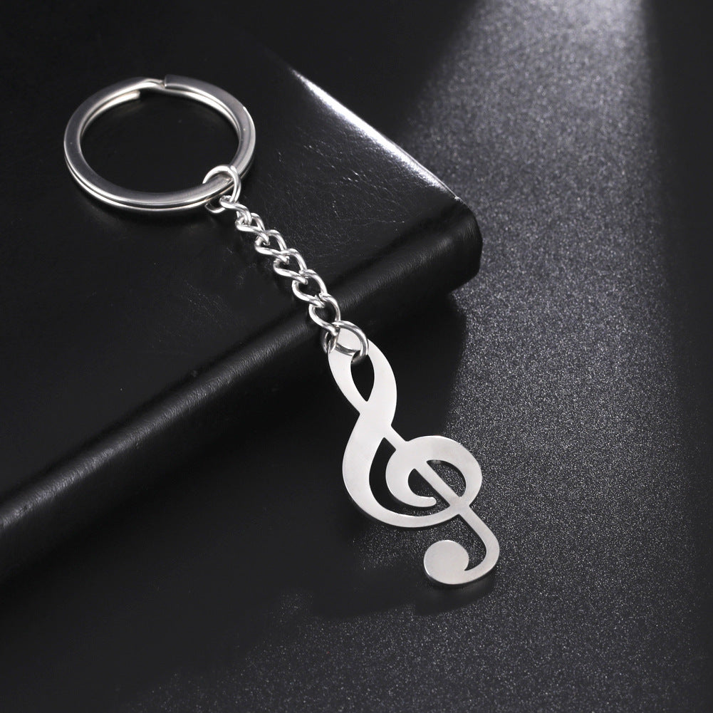 Stainless Steel Keychain with Treble Clef Pendant