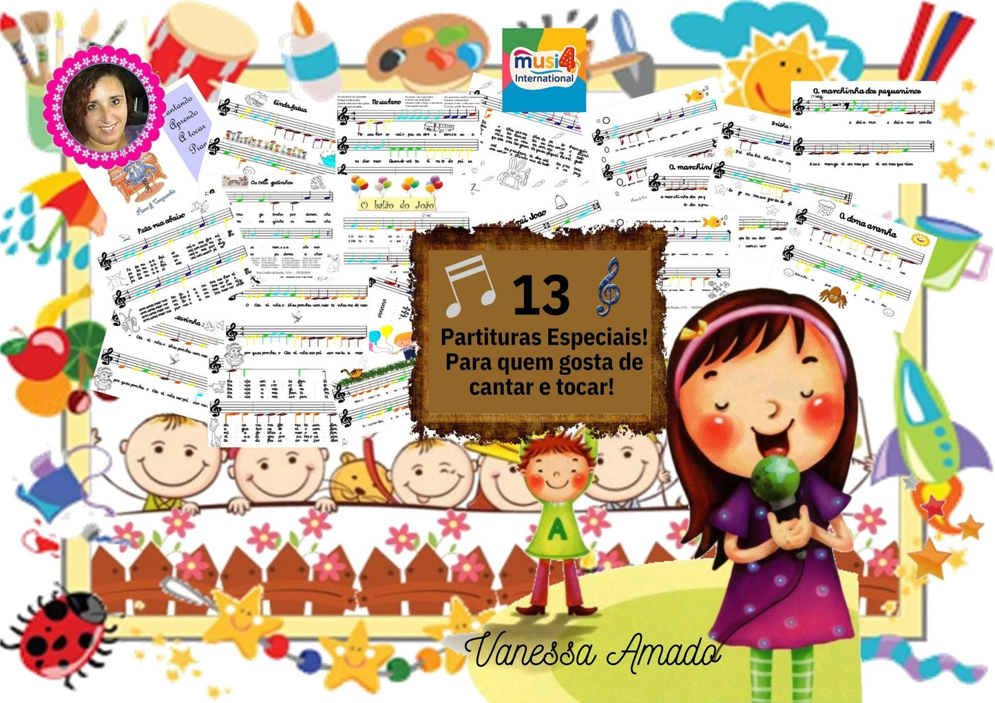13 Partituras Coloridas - Curso de Piano para Crianças e Iniciantes