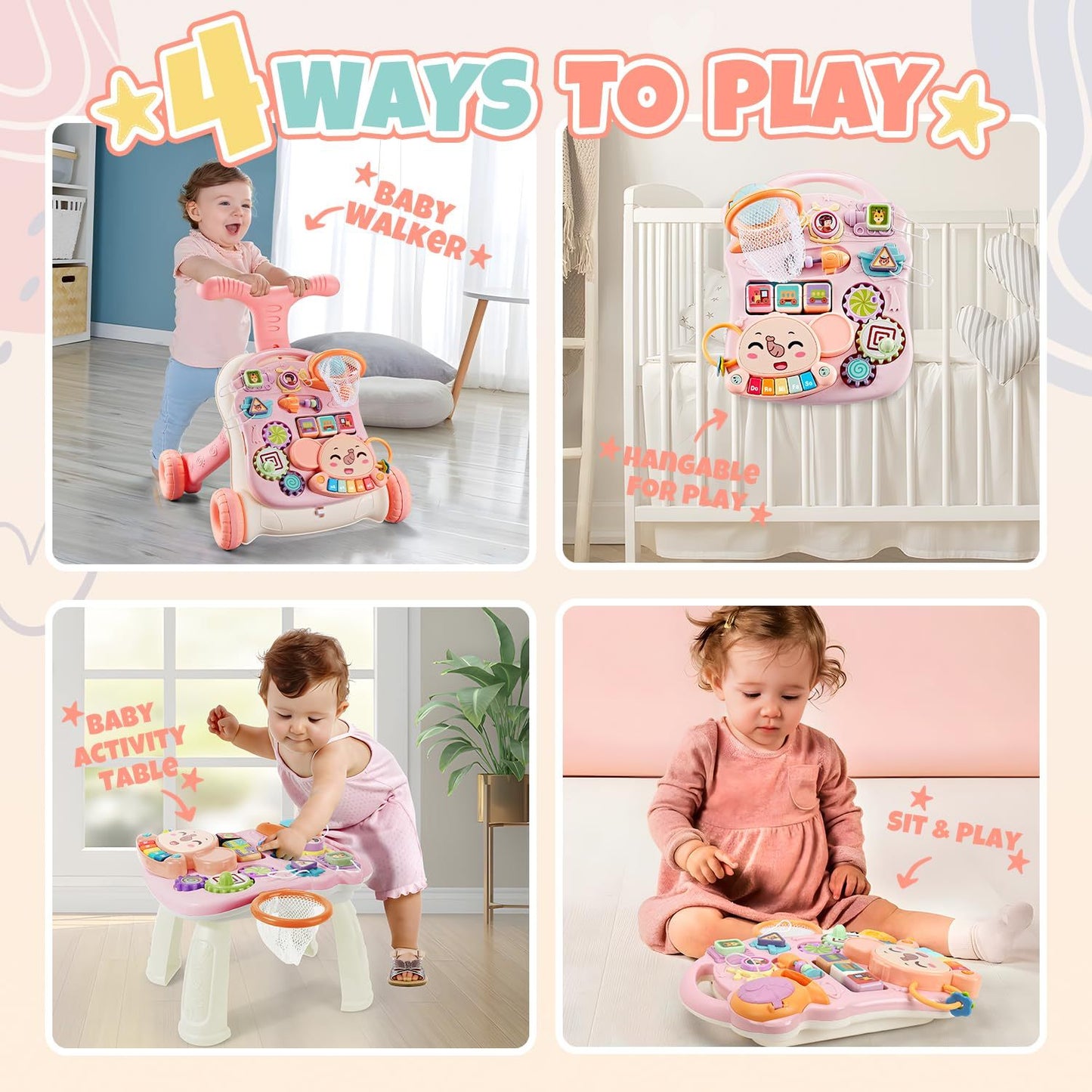 Andarilho Musical Rosa para Crianças – Brinquedo Perfeito para os Mais Pequenos