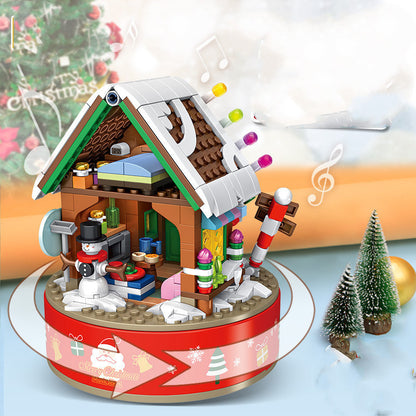 Caixa de Música – Árvore de Natal Rotativa com Blocos de Montar e com LED