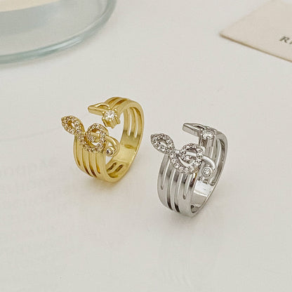 Anel de moda com micro zircão e símbolo musical