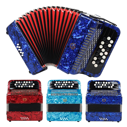 Meibette Portable Accordion – 22 Keys, 8 Basses, Tuning Buttons, For Beginners and Performance