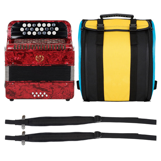 Meibette Portable Accordion – 22 Keys, 8 Basses, Tuning Buttons, For Beginners and Performance
