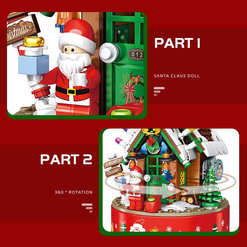 Caixa de Música – Árvore de Natal Rotativa com Blocos de Montar e com LED